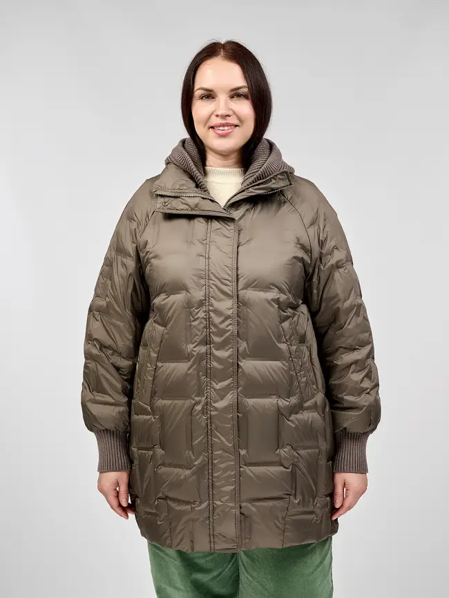 Пальто с вязаным капюшоном №2 8893 фото 1