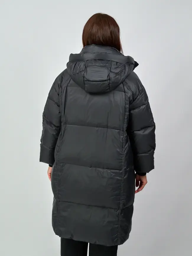 Пуховое пальто с кожаной вставкой 03741 фото 13