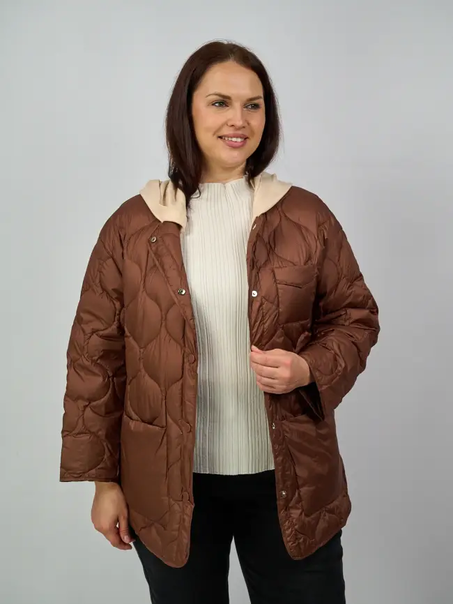 Куртка лёгкая с вязаным капюшоном 2207 фото 20