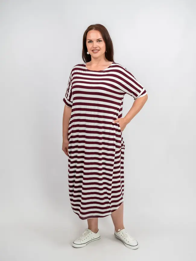 Платье в полоску ЭттоПлюс 0032 размеры 52- 56 фото 4