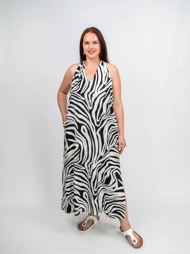 Сарафан в полоску черно-белый ЭттоПлюс 027-3 размер 52- 56 фото 7