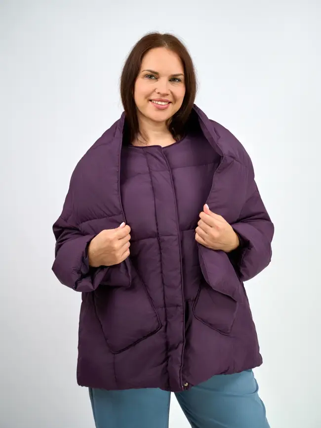 Пуховик женский с шарфом 8358 Размер 50-58 фото 52