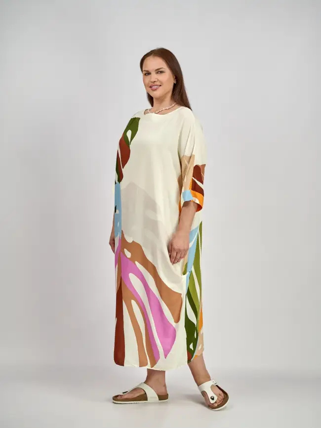 Платье лист Монстеры (молоко) ЭТТО ПЛЮС 2321-1 фото 6