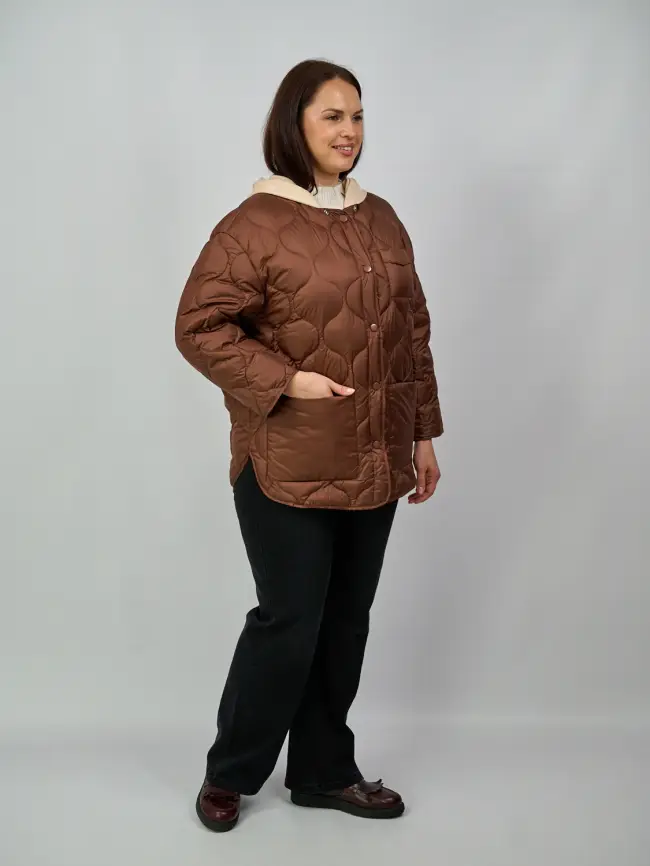 Куртка лёгкая с вязаным капюшоном 2207 фото 33