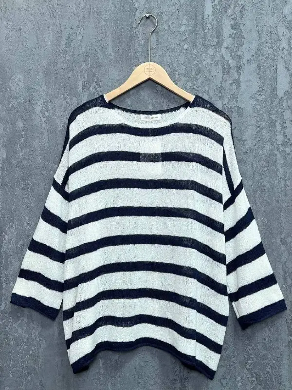 Джемпер облегченный в полоску ЭттоПлюс 25107 Размер 54-58 фото 48