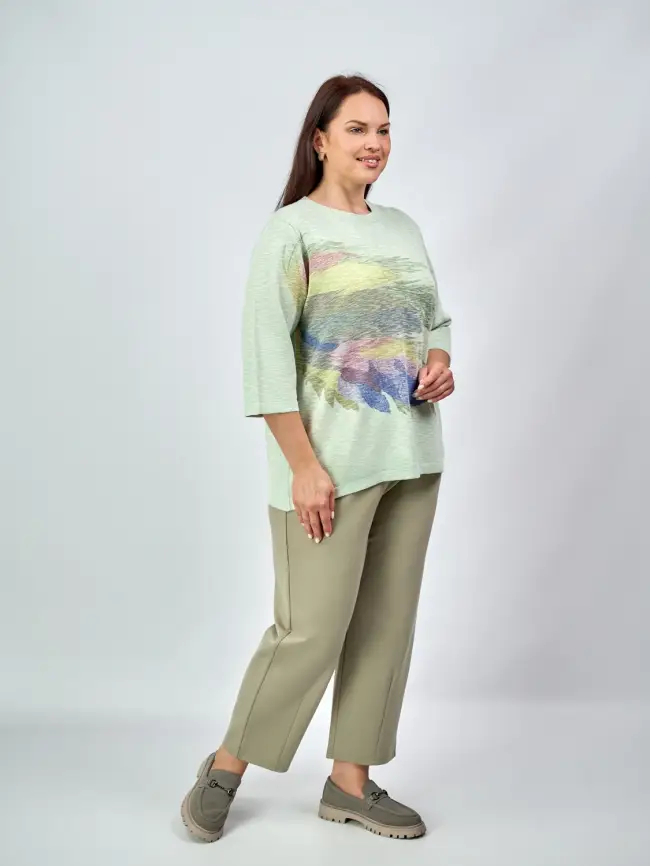 Джемпер облегченный с принтом 1006 Размер 50-58 фото 21