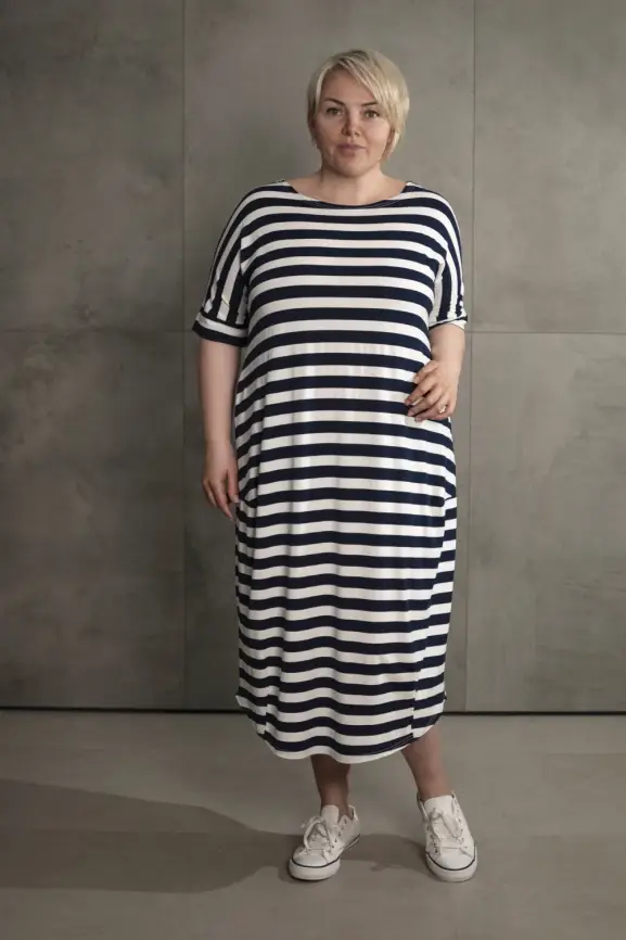 Платье в полоску ЭттоПлюс 0032 размеры 52- 56 фото 56
