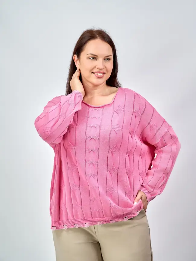 Джемпер Италия косы с круглым горлом 3388 фото 11