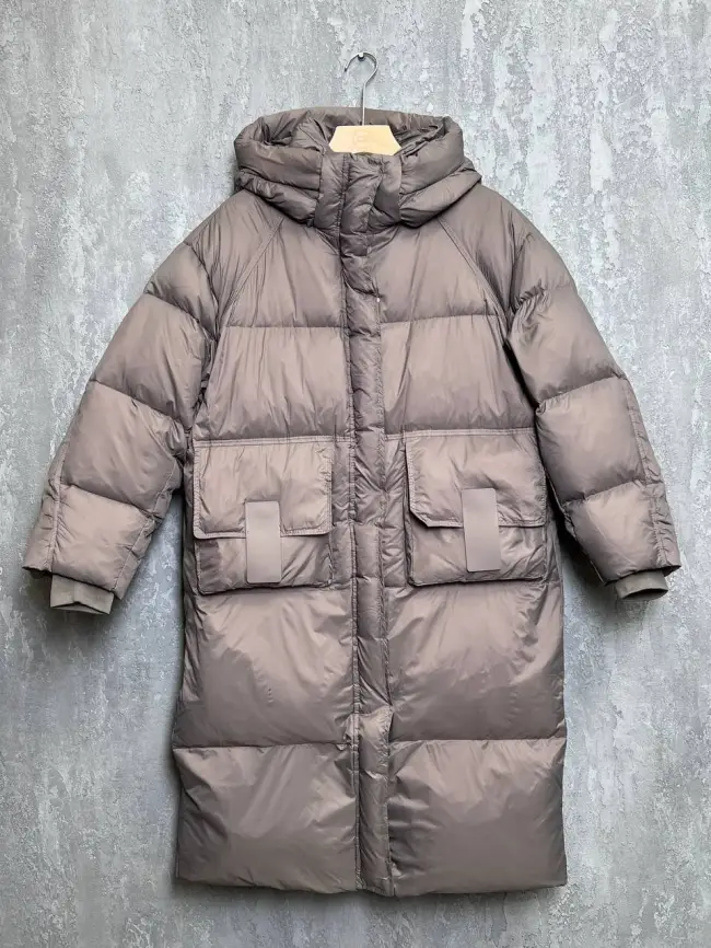 Пуховое пальто с кожаной вставкой 03741 фото 28