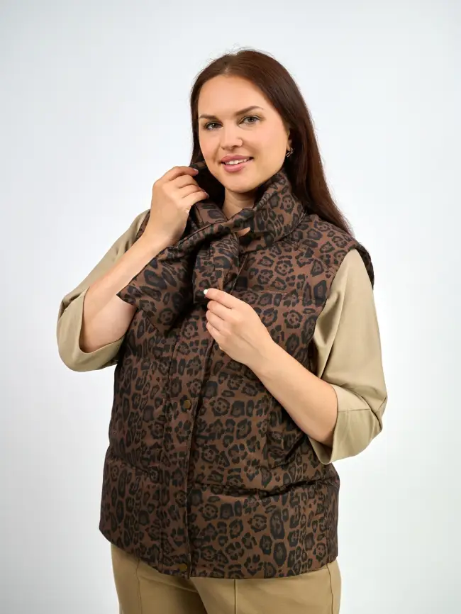 Жилет теплый леопардовый 18401 фото 8