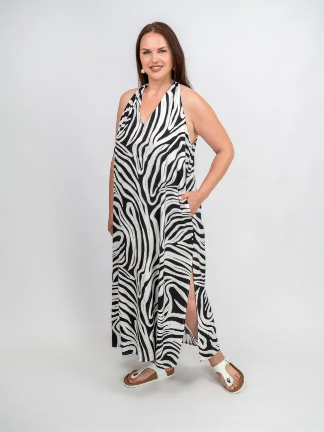 Сарафан в полоску черно-белый ЭттоПлюс 027-3 размер 52- 56 фото 4