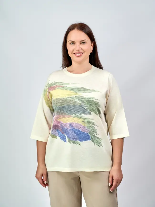 Джемпер облегченный с принтом 1006 Размер 50-58 фото 28