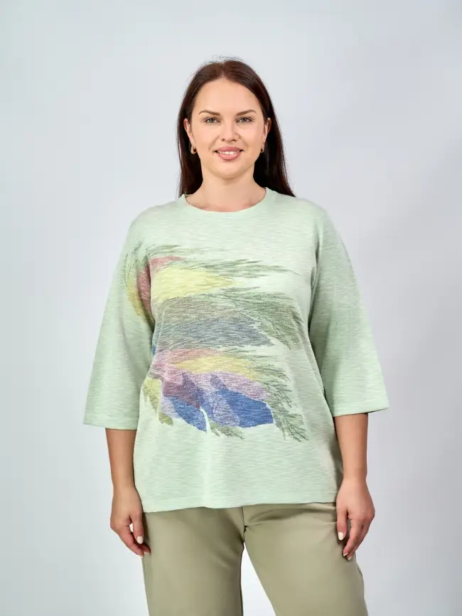 Джемпер облегченный с принтом 1006 Размер 50-58 фото 18