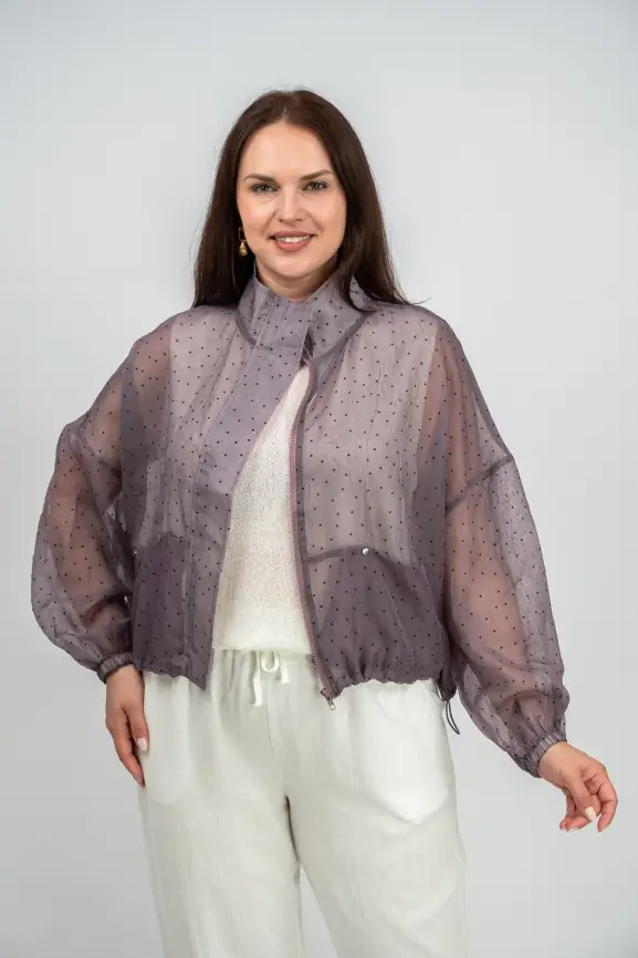 Ветровка-пыльник в горох 6703 Размер 50-58 фото 39