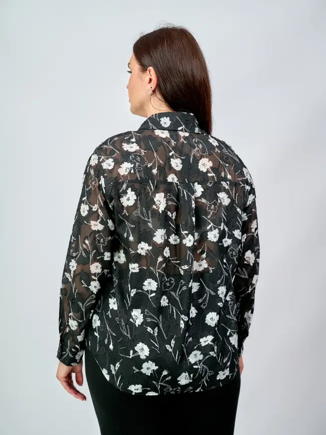 Блуза в цветочек 135-5 Размер 50-58 фото 6