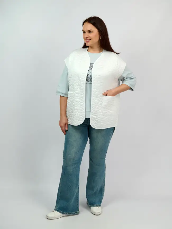 Легкий стеганый жилет "Цветочек" 7371 Размер 52-56 фото 6