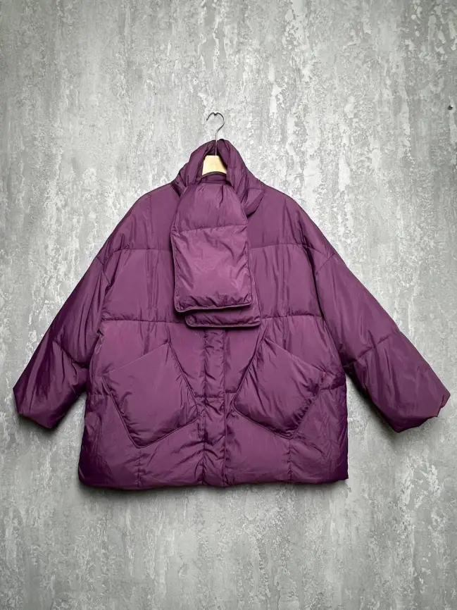 Пуховик женский с шарфом 8358 Размер 50-58 фото 59