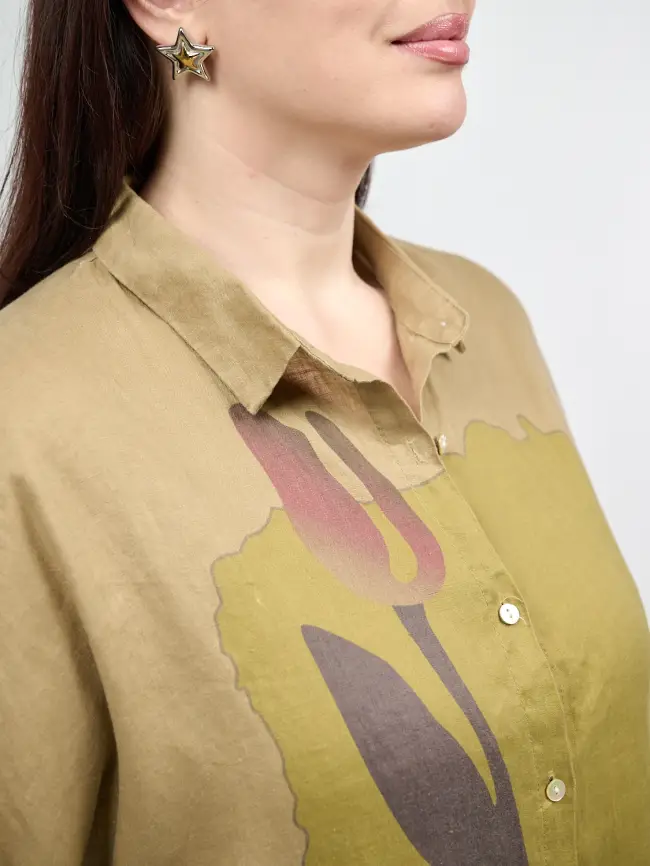 Льняная рубашка с тюльпаном 8342 Размер 50-58 фото 21