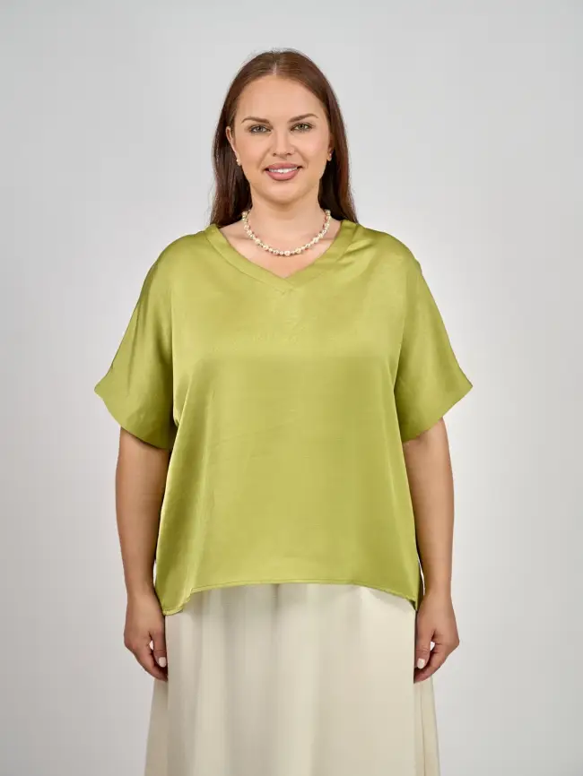 Блуза с v-вырезом ЭттоПлюс 1003 Размеры 50-58 фото 1