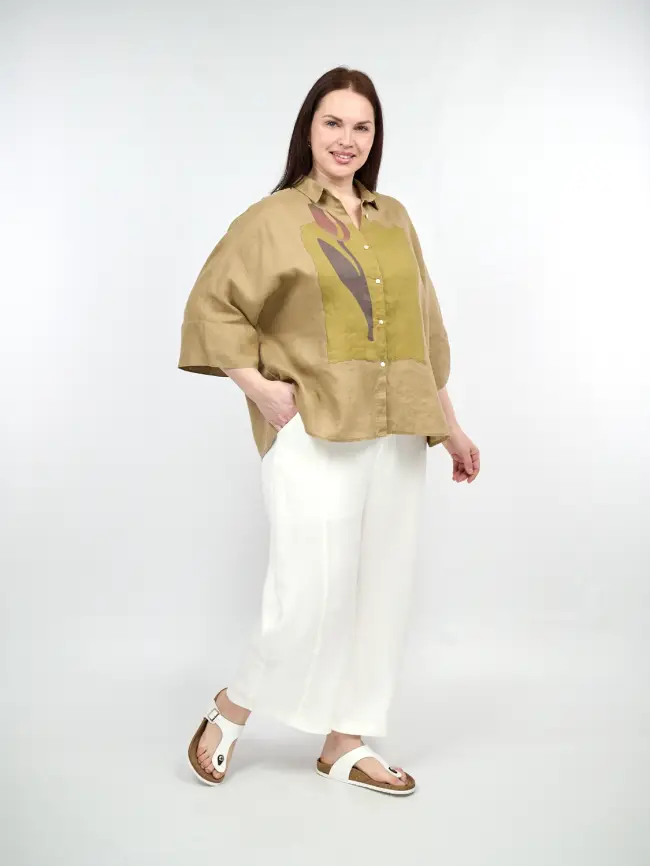 Льняная рубашка с тюльпаном 8342 Размер 50-58 фото 24