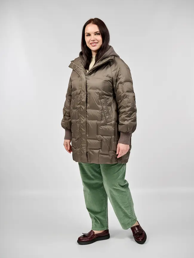 Пальто с вязаным капюшоном №2 8893 фото 13