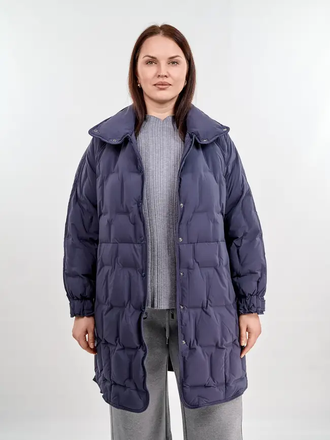 Пуховое пальто 6325 Размер 46-56 фото 1