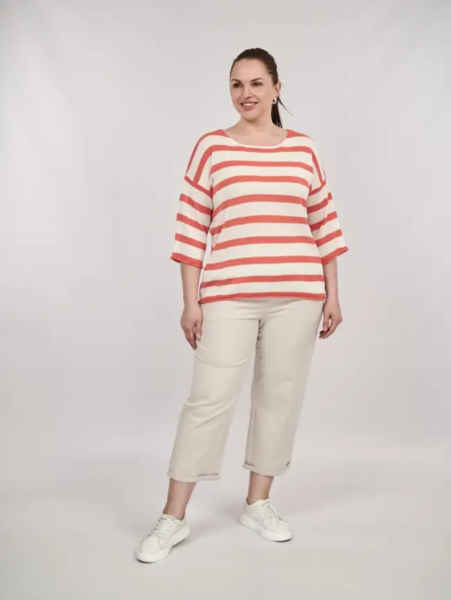 Джемпер облегченный в полоску ЭттоПлюс 25107 Размер 54-58 фото 52