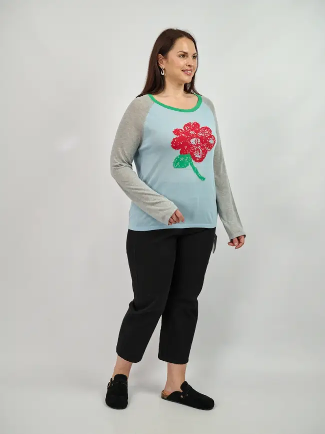 Джемпер с цветком 22917 размер 50- 58 фото 8
