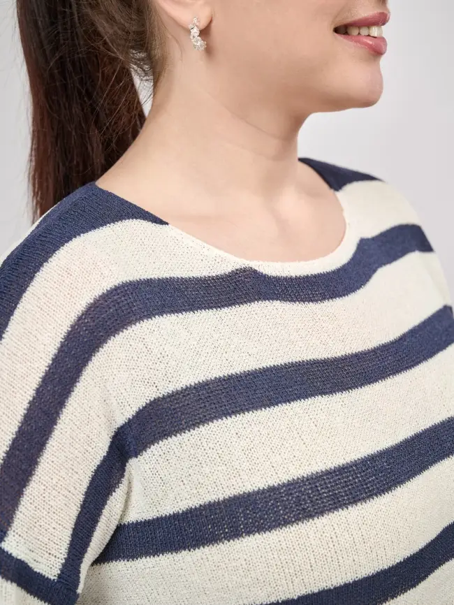 Джемпер облегченный в полоску ЭттоПлюс 25107 Размер 54-58 фото 46