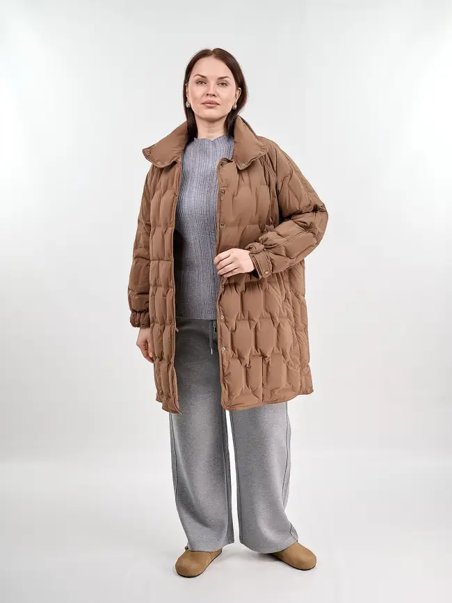 Пуховое пальто 6325 Размер 46-56 фото 22