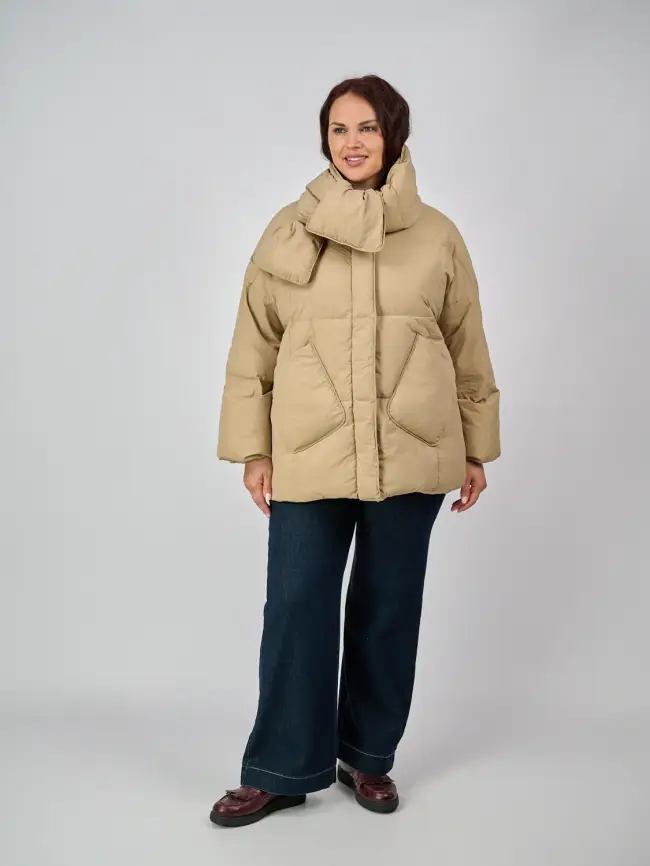 Пуховик женский с шарфом 8358 Размер 50-58 фото 95