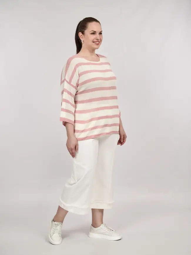 Джемпер облегченный в полоску ЭттоПлюс 25107 Размер 54-58 фото 31