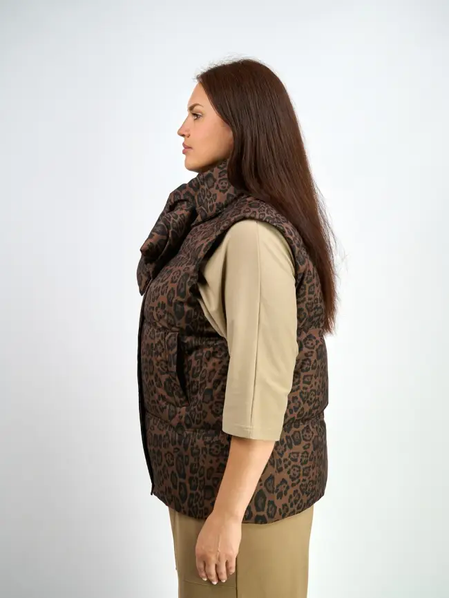 Жилет теплый леопардовый 18401 фото 9