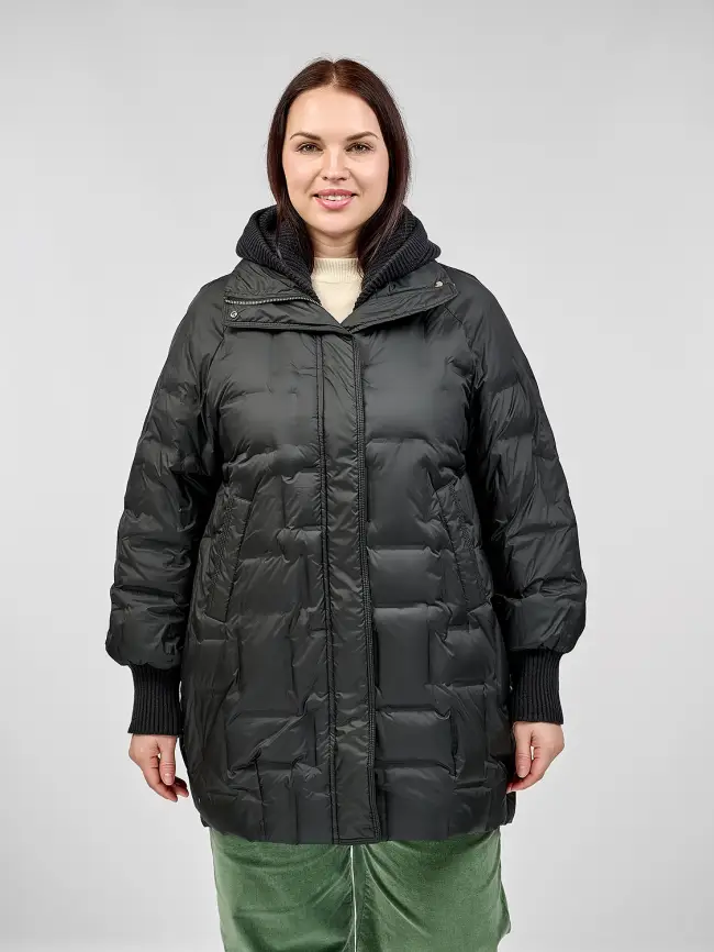 Пальто с вязаным капюшоном №2 8893 фото 21