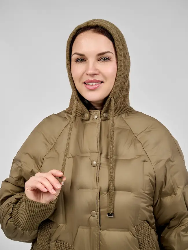 Пуховое пальто 6562 Размер 48-56 фото 49