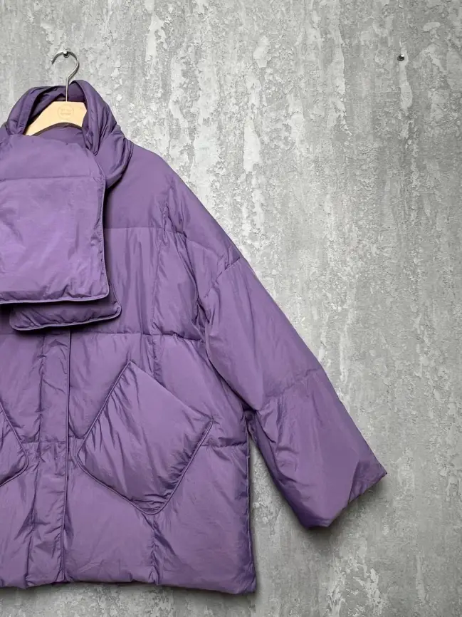 Пуховик женский с шарфом 8358 Размер 50-58 фото 48