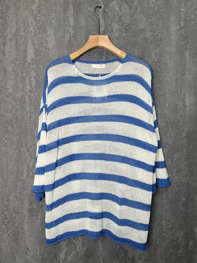 Джемпер облегченный в полоску ЭттоПлюс 25107 Размер 54-58 фото 7