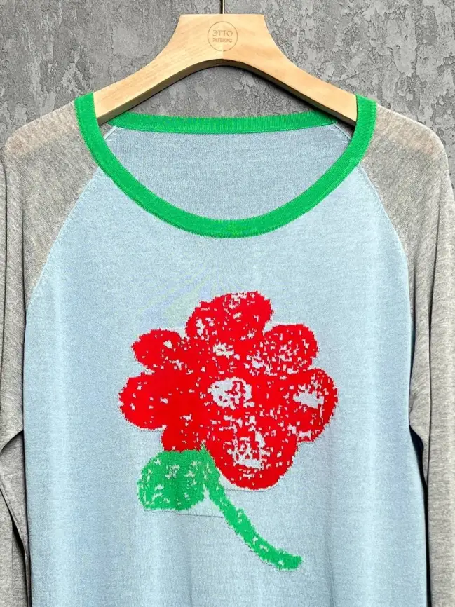 Джемпер с цветком 22917 размер 50- 58 фото 14