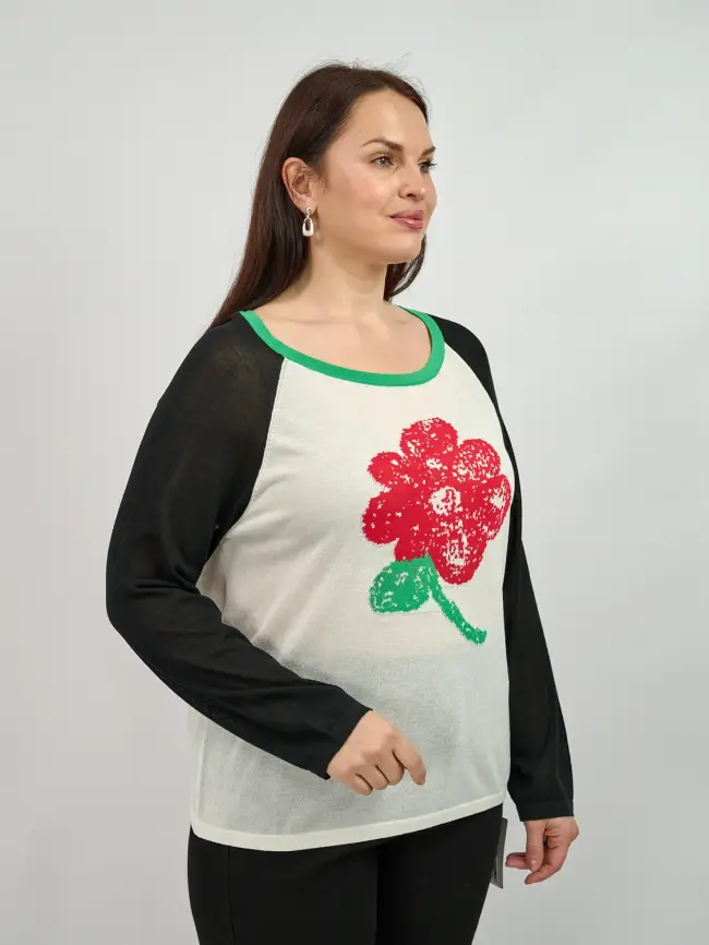 Джемпер с цветком 22917 размер 50- 58 фото 21