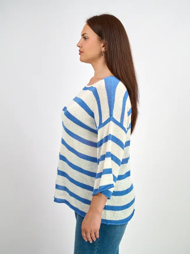 Джемпер облегченный в полоску ЭттоПлюс 25107 Размер 54-58 фото 4