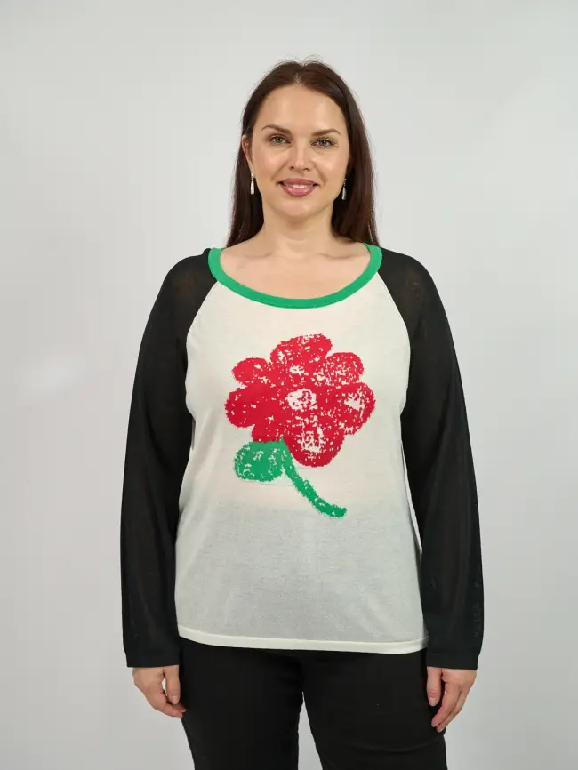 Джемпер с цветком 22917 размер 50- 58 фото 15