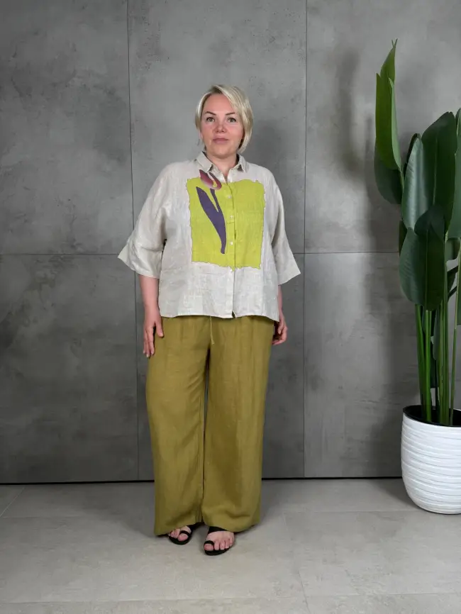 Льняная рубашка с тюльпаном 8342 Размер 50-58 фото 33