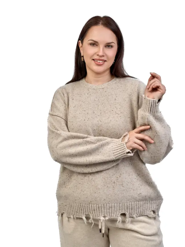 Джемпер рваный оверсайз 58196 Размер 48-58 фото 29