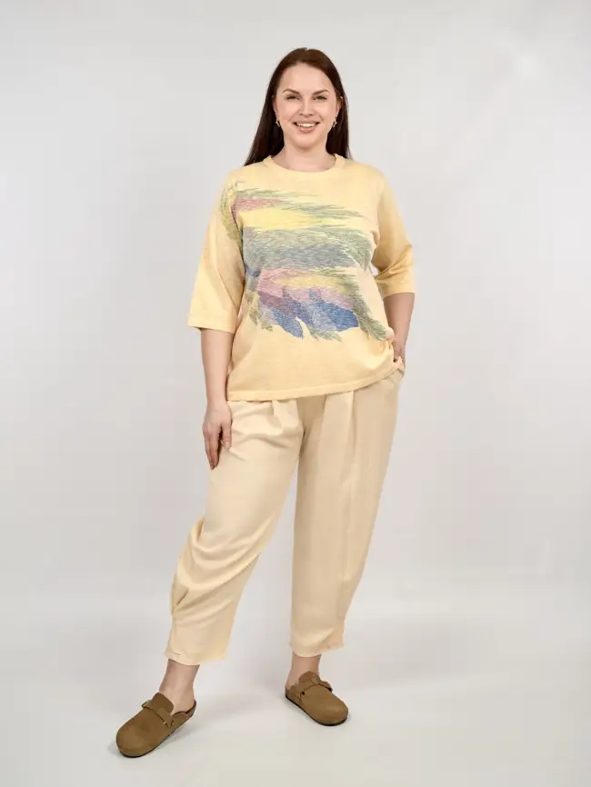 Джемпер облегченный с принтом 1006 Размер 50-58 фото 43