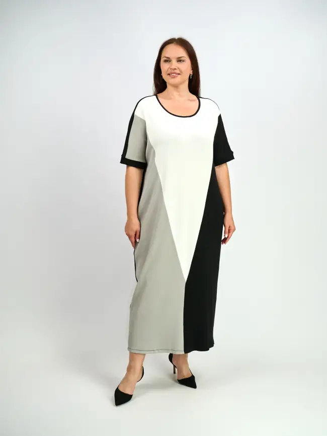 Платье три цвета ЭттоПлюс 34185 размер 54- 56 фото 1