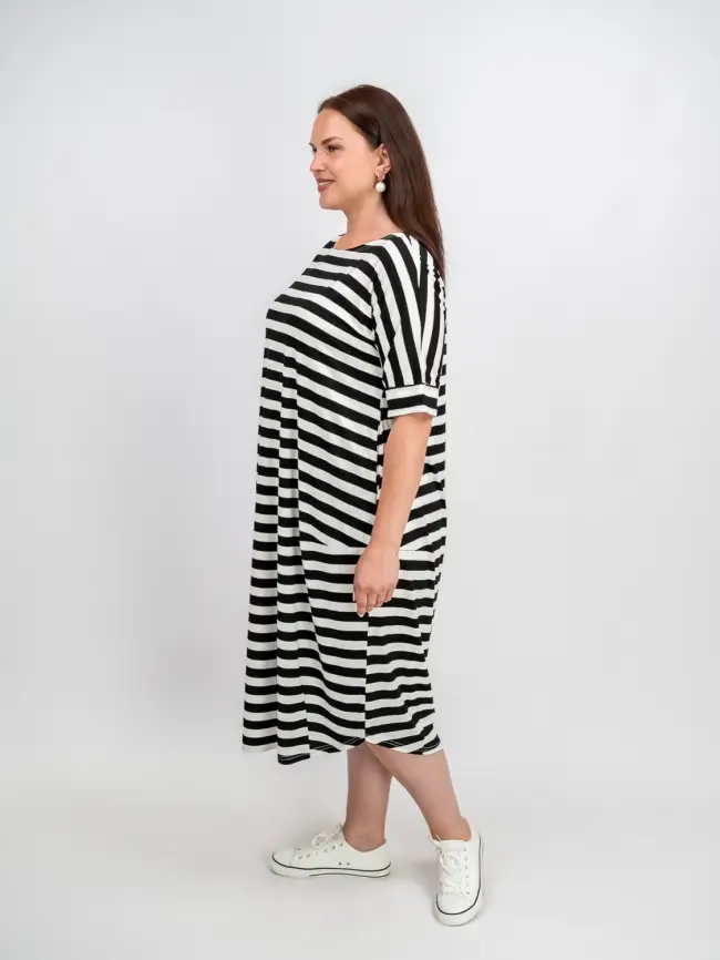 Платье в полоску ЭттоПлюс 0032 размеры 52- 56 фото 46