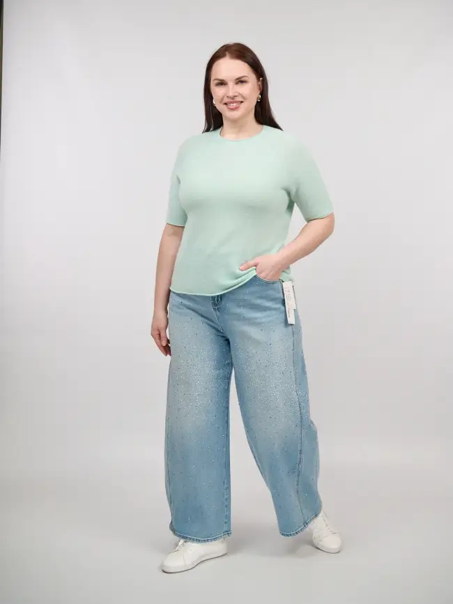 Джинсы в стразах 6788 Размеры 52-58 фото 14