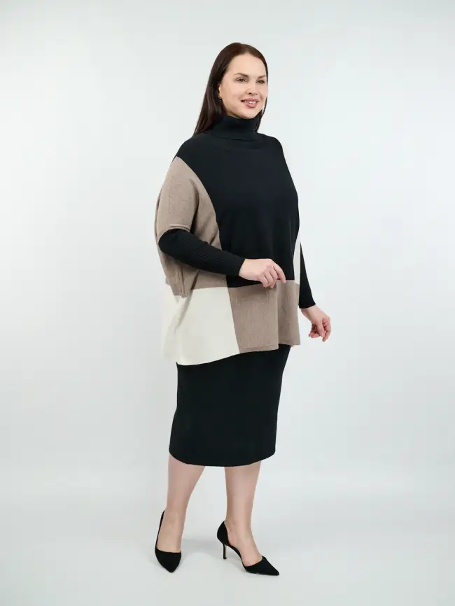 Джемпер три цвета ЭттоПлюс 937 Размер 50-58 фото 16