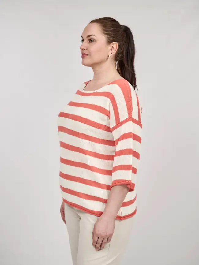 Джемпер облегченный в полоску ЭттоПлюс 25107 Размер 54-58 фото 58