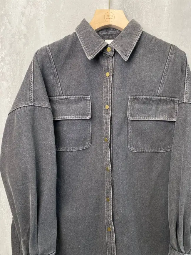 Джинсовая утеплённая рубашка фото 3